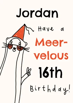Meerkat Pun Sketchy Illustrated 10th Birthday Card