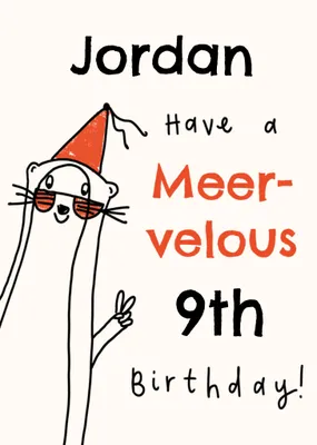 Meerkat Pun Sketchy Illustrated 10th Birthday Card