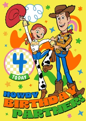 Toy Story Howdy Birthday Partner 4 Today Illustrated Card
