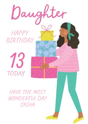 Pattern Wrapped Presents 13th Birthday Daughter Card