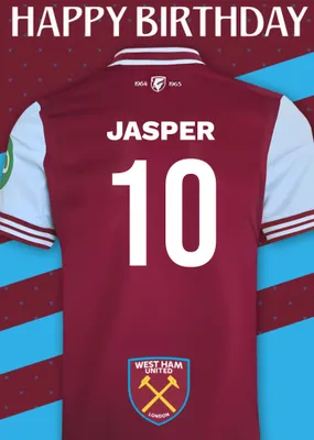 No 30 West Ham United Jersey Happy Birthday Card
