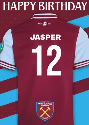 No 30 West Ham United Jersey Happy Birthday Card