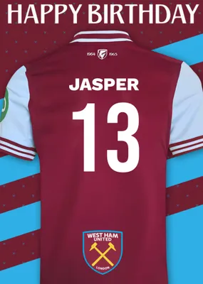 No 30 West Ham United Jersey Happy Birthday Card