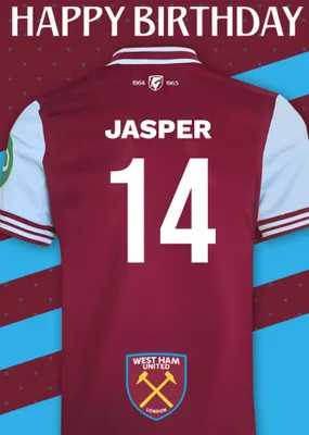 No 30 West Ham United Jersey Happy Birthday Card