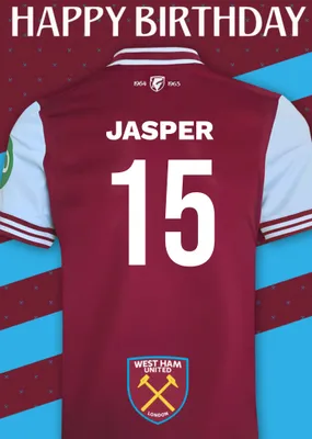 No 30 West Ham United Jersey Happy Birthday Card