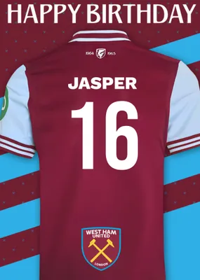 No 30 West Ham United Jersey Happy Birthday Card