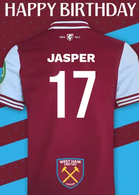 No 30 West Ham United Jersey Happy Birthday Card