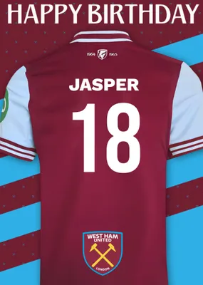 No 30 West Ham United Jersey Happy Birthday Card