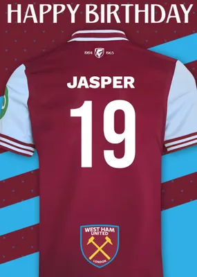 No 30 West Ham United Jersey Happy Birthday Card