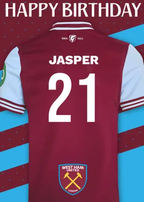 No 30 West Ham United Jersey Happy Birthday Card