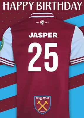 No 30 West Ham United Jersey Happy Birthday Card