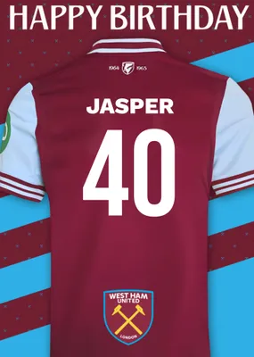 No 30 West Ham United Jersey Happy Birthday Card