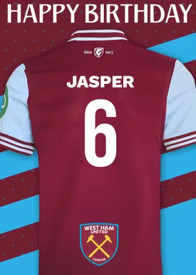 No 30 West Ham United Jersey Happy Birthday Card