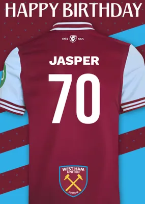 No 30 West Ham United Jersey Happy Birthday Card