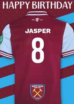 No 30 West Ham United Jersey Happy Birthday Card
