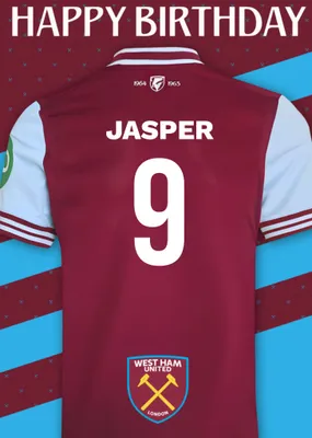 No 30 West Ham United Jersey Happy Birthday Card