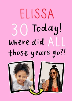 30 Today! Where Did All Those Years Go Photo Upload Birthday Card