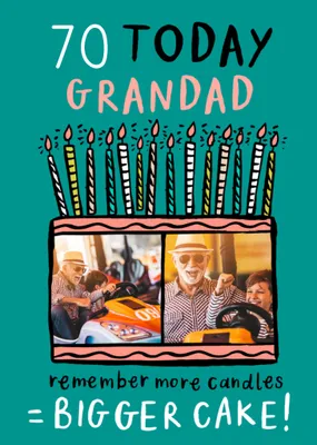 Bigger Cake Photo Upload Grandad 70th Birthday Card