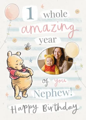 Disney Winnie The Pooh Photo Upload Nephew 1st Birthday Card