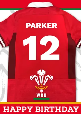 Welsh Rugby Union 18 Today Rugby Jersey Happy Birthday Card