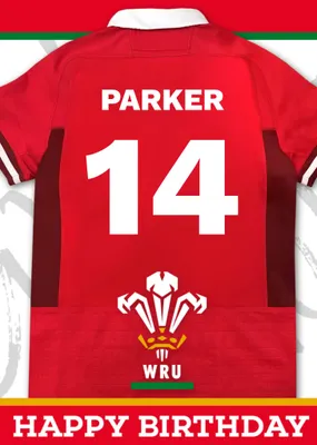 Welsh Rugby Union 18 Today Rugby Jersey Happy Birthday Card
