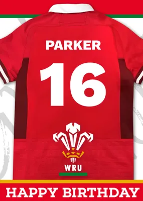 Welsh Rugby Union 18 Today Rugby Jersey Happy Birthday Card