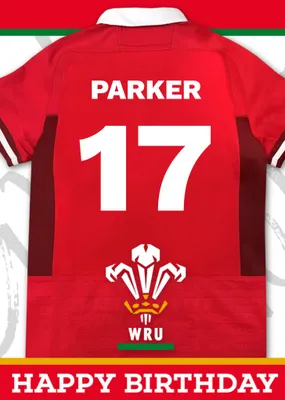Welsh Rugby Union 18 Today Rugby Jersey Happy Birthday Card