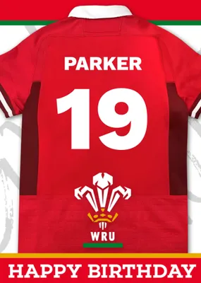 Welsh Rugby Union 18 Today Rugby Jersey Happy Birthday Card