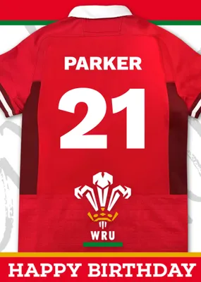 Welsh Rugby Union 18 Today Rugby Jersey Happy Birthday Card