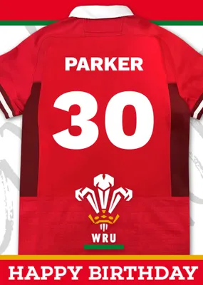 Welsh Rugby Union 18 Today Rugby Jersey Happy Birthday Card
