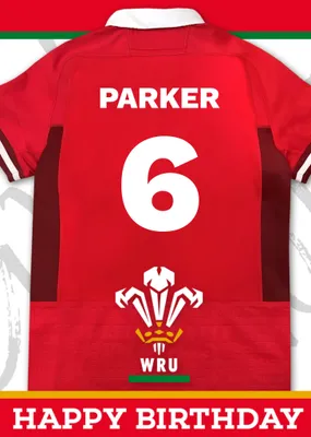 Welsh Rugby Union 18 Today Rugby Jersey Happy Birthday Card