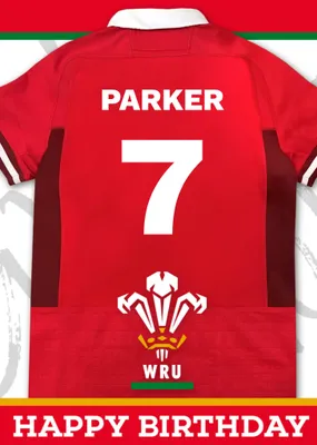 Welsh Rugby Union 18 Today Rugby Jersey Happy Birthday Card