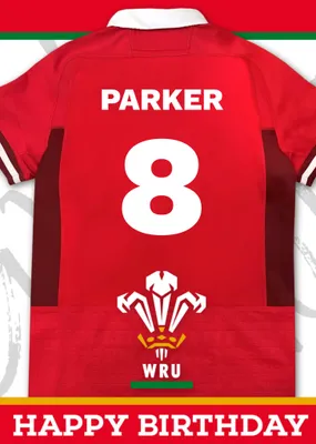 Welsh Rugby Union 18 Today Rugby Jersey Happy Birthday Card