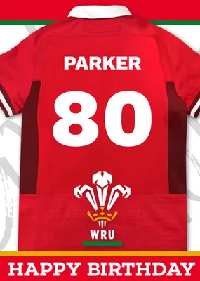 Welsh Rugby Union 18 Today Rugby Jersey Happy Birthday Card