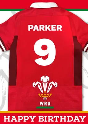Welsh Rugby Union 18 Today Rugby Jersey Happy Birthday Card